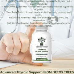 Detox Trees Thyroid Health Formula bottle top shows easy capsule access.