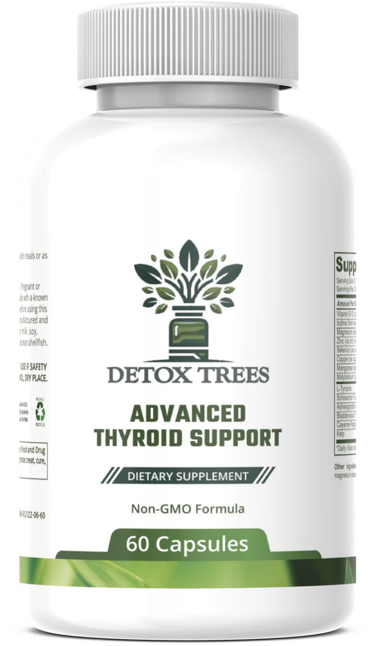 Detox Trees Thyroid Health Formula bottle supports daily metabolism and energy.