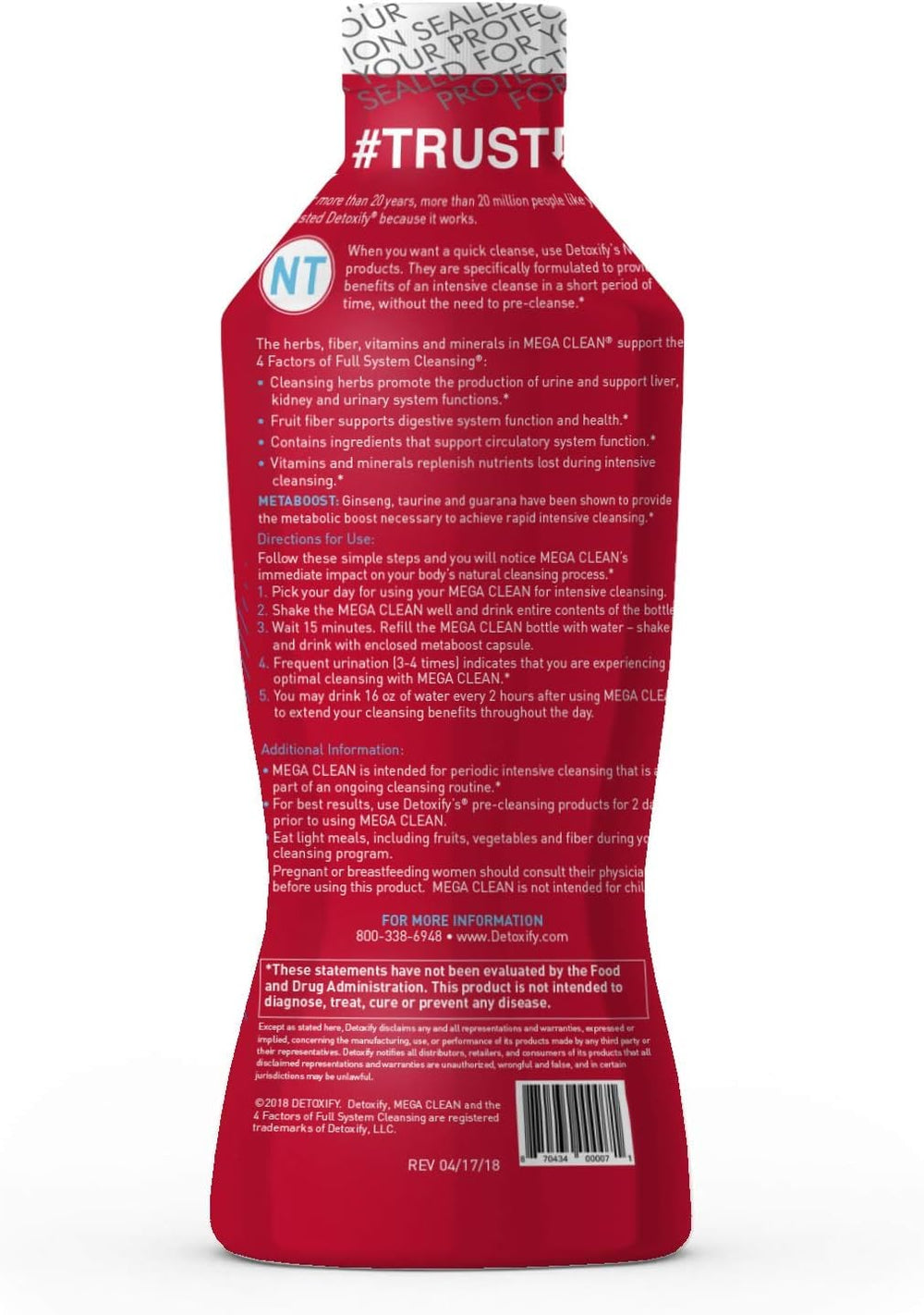 Detoxify Mega Clean NT sticker included for easy labeling