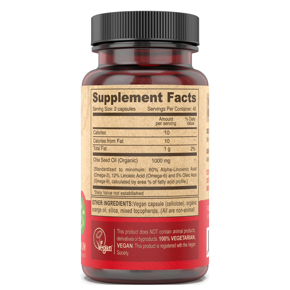 DEVA Chia Seed Oil packaging front—Vegan Society certified for trusted vegan nutrition.