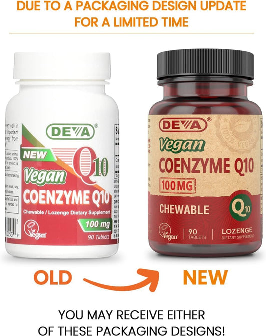 Close-up of DEVA CoQ10 lozenge dissolving for quick oral absorption.
