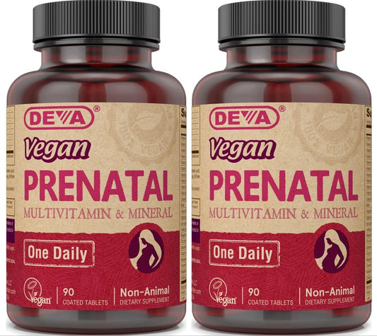 DEVA Prenatal vitamins bottle front view with vegan daily support