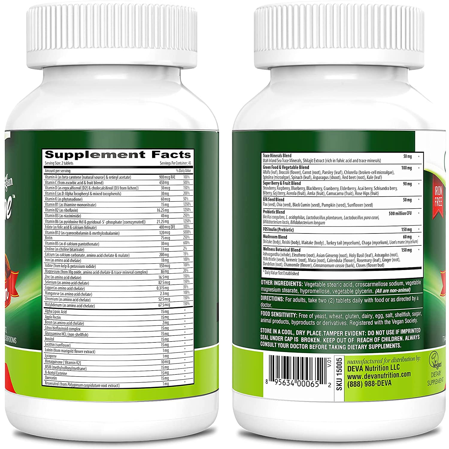 DEVA Tuba Prime bottle back view showing label details and vegan certification