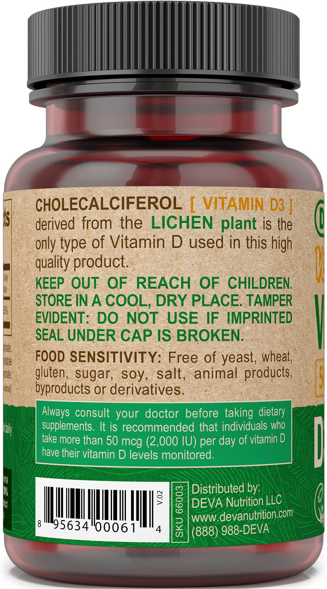Label highlights gluten-free and soy-free formulation for sensitive lifestyles.