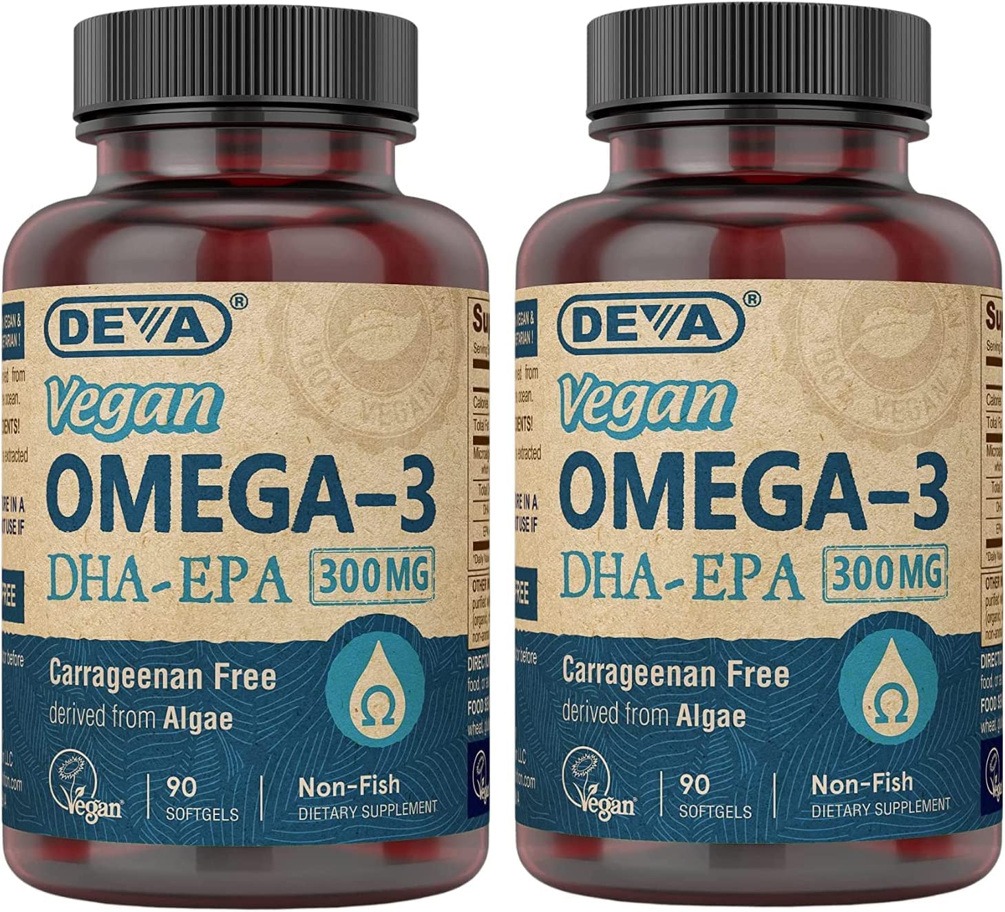 DEVA Vegan DHA-EPA softgels bottle for convenient daily omega-3 support