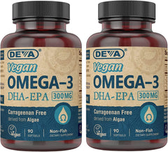 DEVA Vegan DHA-EPA softgels bottle for convenient daily omega-3 support