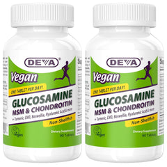 DEVA vegan glucosamine MSM chondroitin bottle with turmeric for joint support