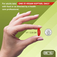 DEVA Vegan Omega-3 algae origin image emphasizes controlled land-based cultivation