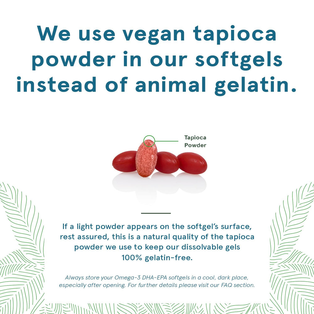 DEVA Vegan Omega-3 non-gelatin softgels image conveys animal-free daily omega-3 intake