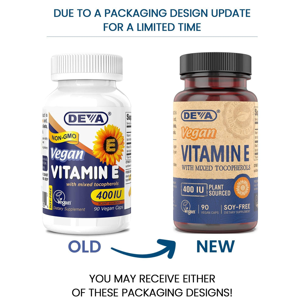 DEVA vegan sunflower-derived Vitamin E capsules for plant-based daily use