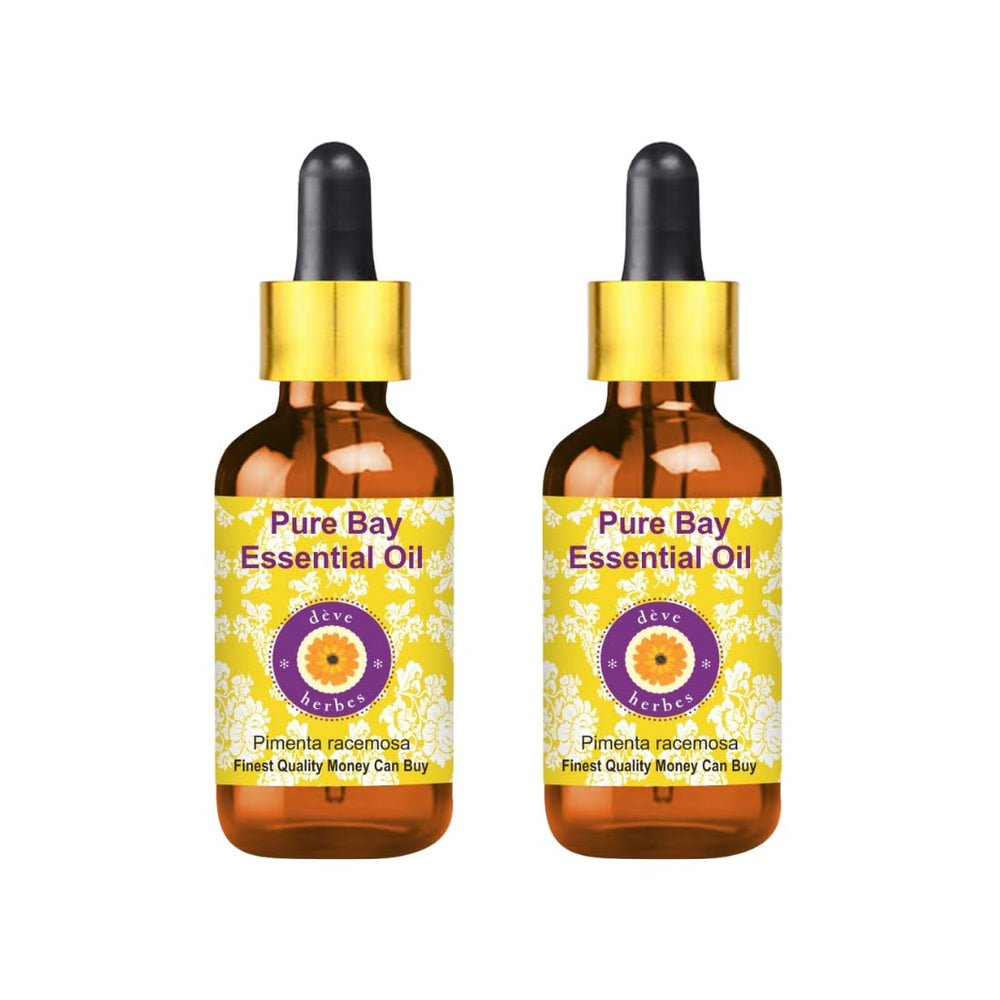 deve herbes Bay Essential Oil amber bottle close-up highlights purity and potency