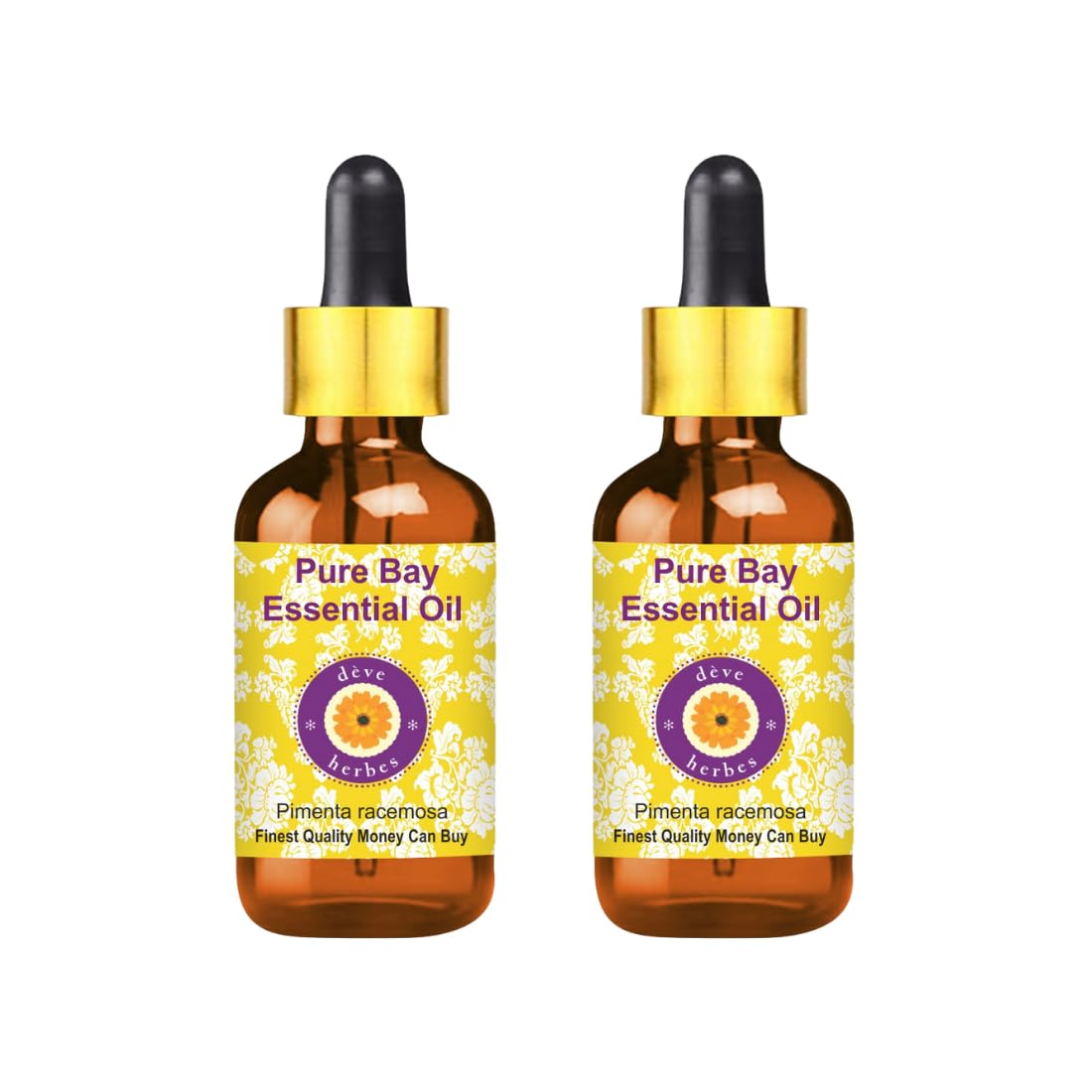 deve herbes Bay Essential Oil amber bottle close-up highlights purity and potency