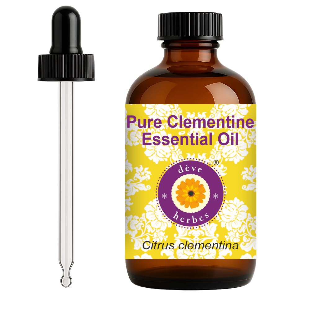Deve Herbes Clementine essential oil bottle with dropper shows pure citrus aroma.