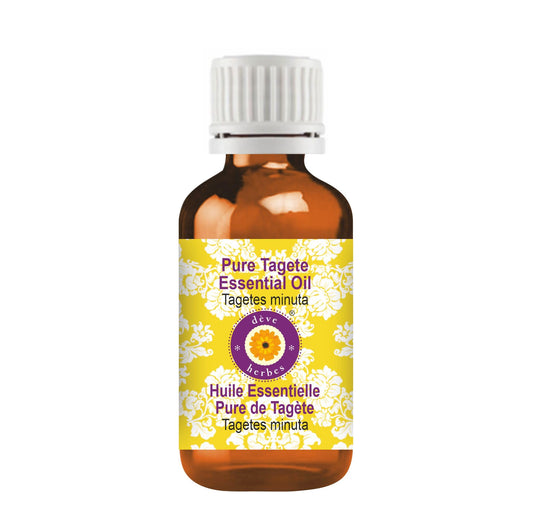 Deve Herbes Tagete Minuta bottle showing pure oil ready for skincare dilution