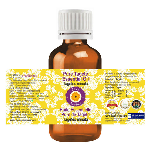 Deve Herbes Tagete Minuta pour demonstrates easy dosing for carrier oil blends