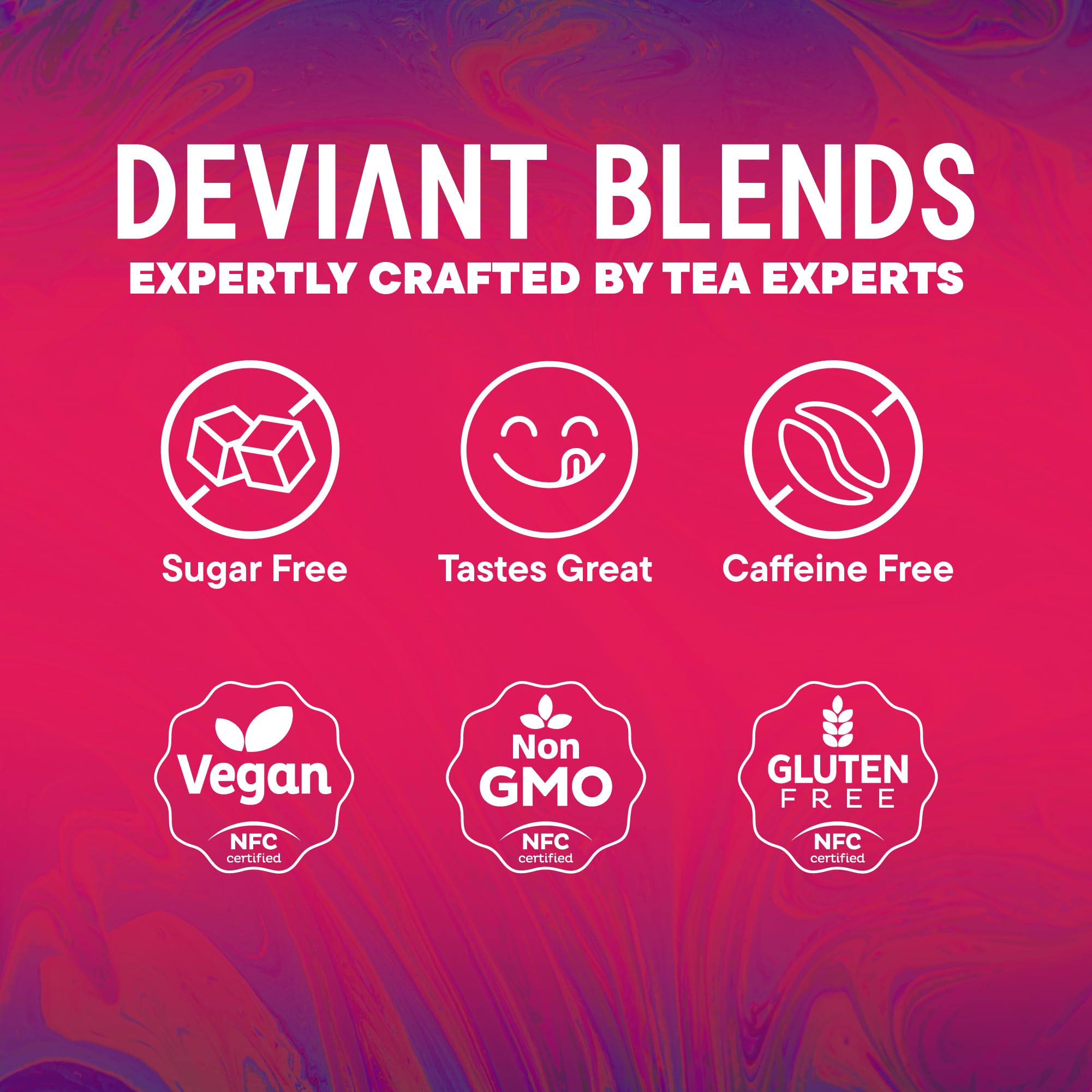 Deviant Blends Hibiscus tea aroma and bright infusion in glass