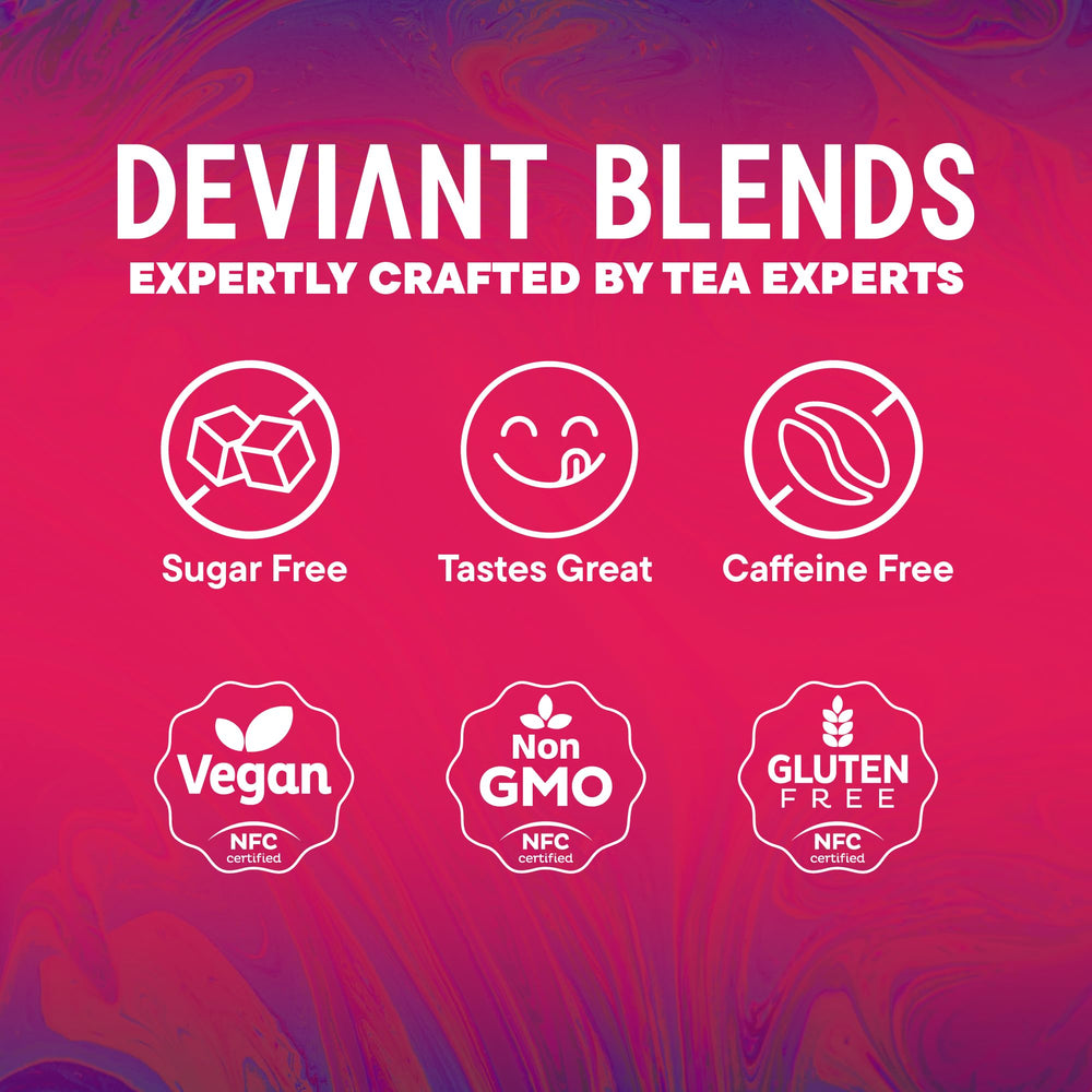 Deviant Blends Hibiscus tea aroma and bright infusion in glass