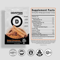 Devotion Nutrition whey-micellar blend being poured for fast protein.