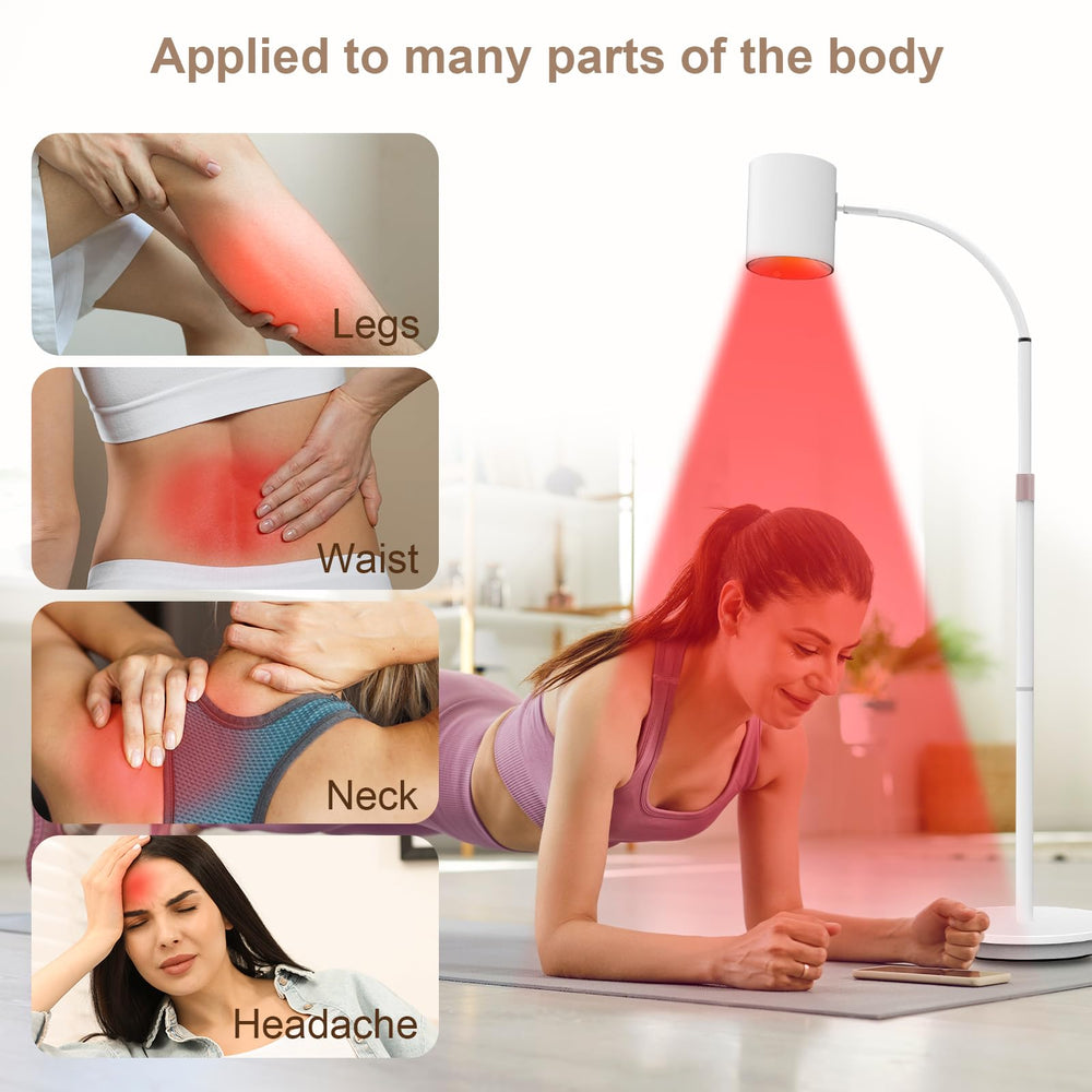 Devowellte red light lamp with telescopic pole for flexible height adjustment