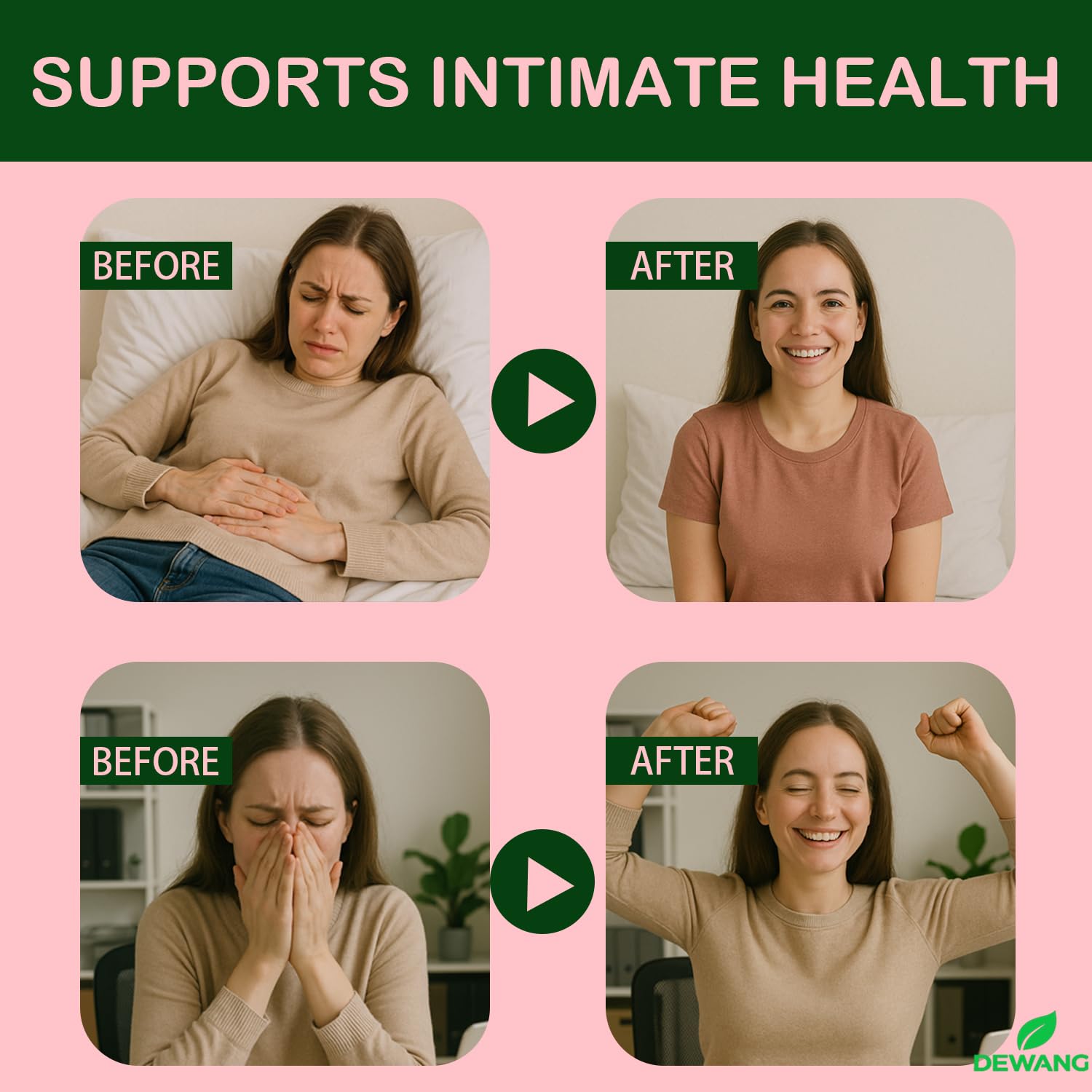 DEWANG lifestyle shot suggests comfortable, confident daily wear with gummies.