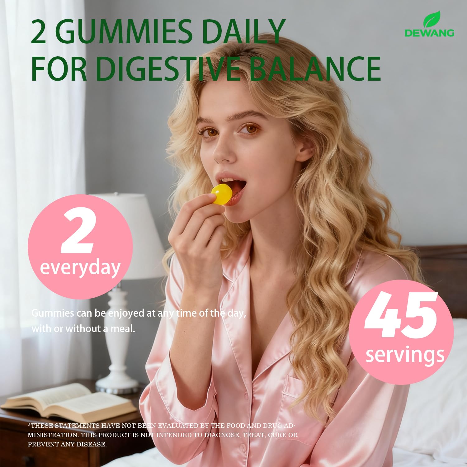 DEWANG probiotic ingredients label visible for women's wellness use.