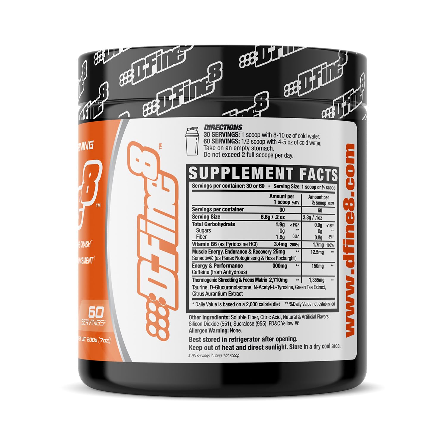 D-Fine8 preworkout powder scoop for easy dosing and sustained energy