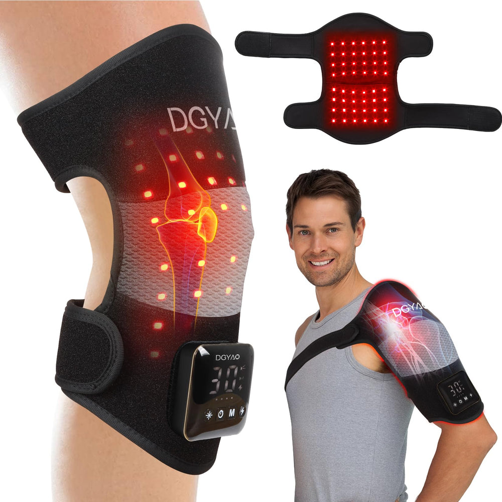 DGQY cordless red light knee wrap worn for targeted relief.