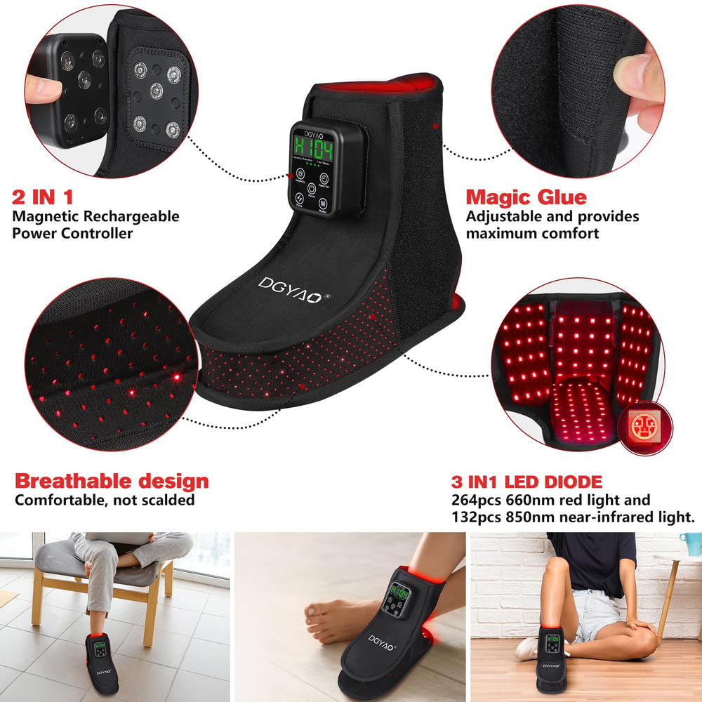 DGXINJUN boots side view highlights portable cordless design for travel therapy.