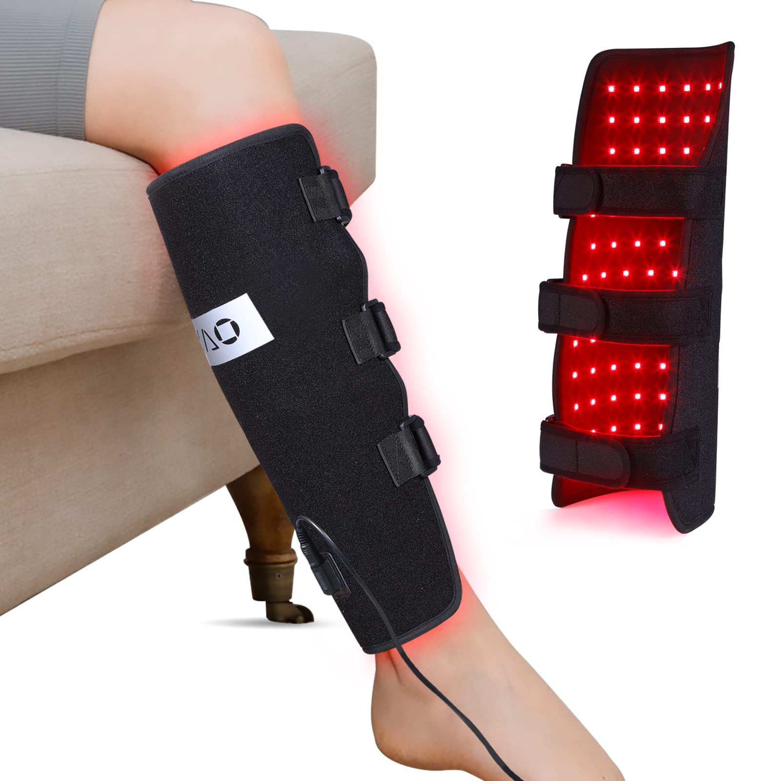 DGXINJUN red light therapy device wrapped around calves and arms for targeted relief.