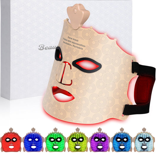 DGYAO cordless red infrared mask in front view for at home facial therapy