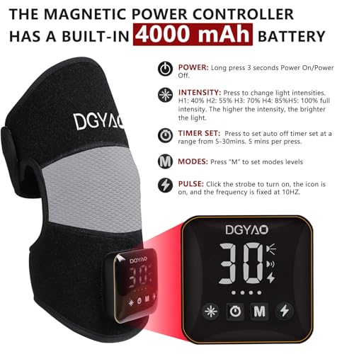 DGYAO D MAX knee wrap in pulsing mode helps reach deeper tissue with rhythmic activation.