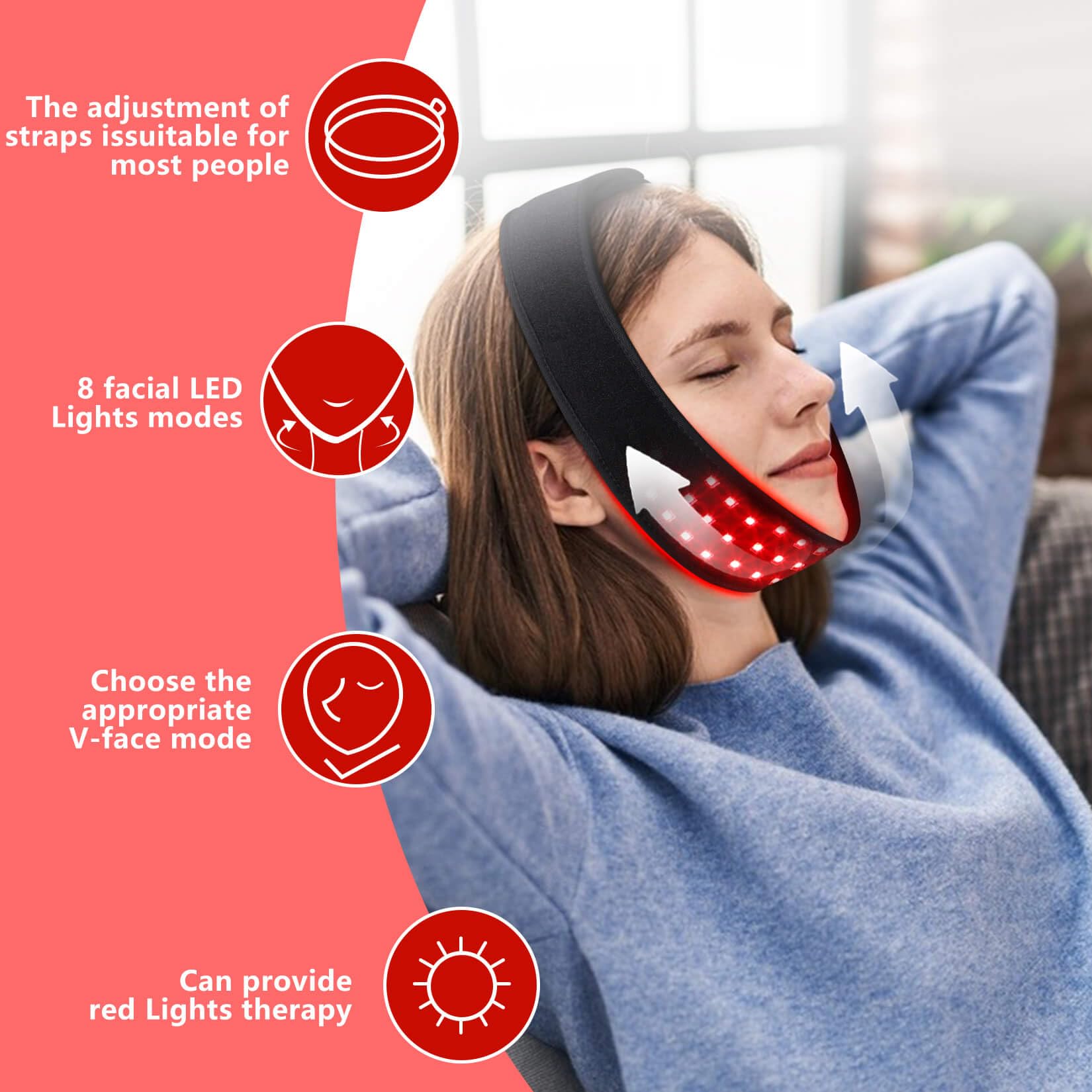 DGYAO purple light focusing on skin elasticity around facial area.