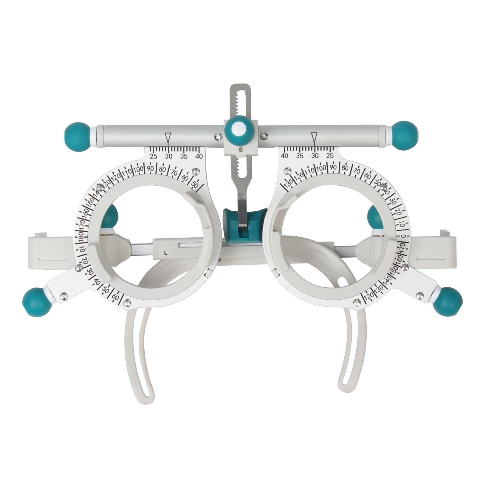 Dhoptical premium aluminum trial frame side view, lightweight comfort for long eye exams.