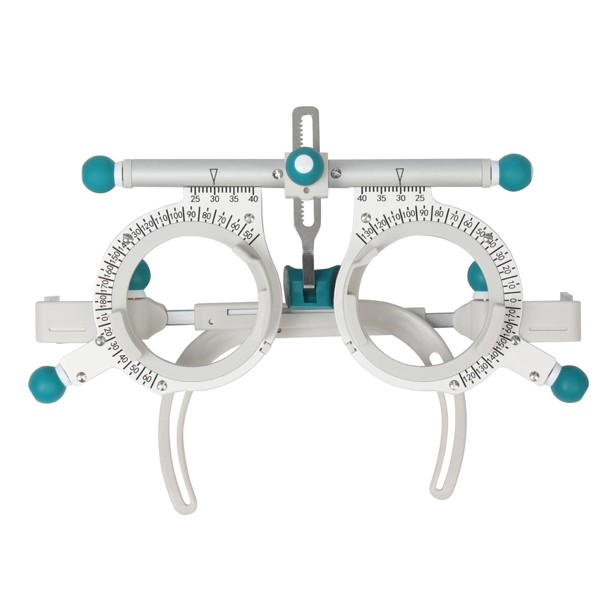 Dhoptical premium aluminum trial frame side view, lightweight comfort for long eye exams.