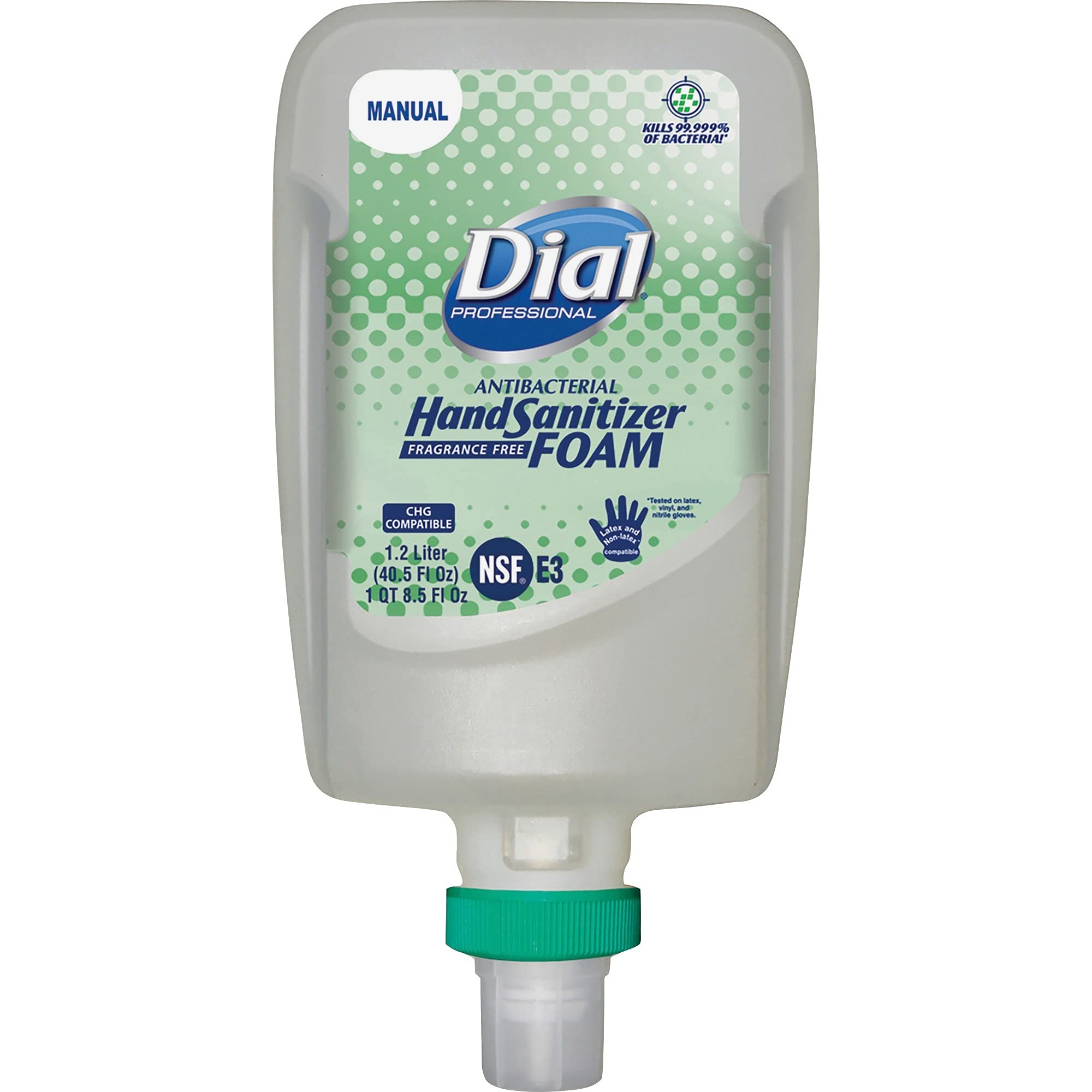 Dial Fit manual dispenser close-up shows compact design and high capacity