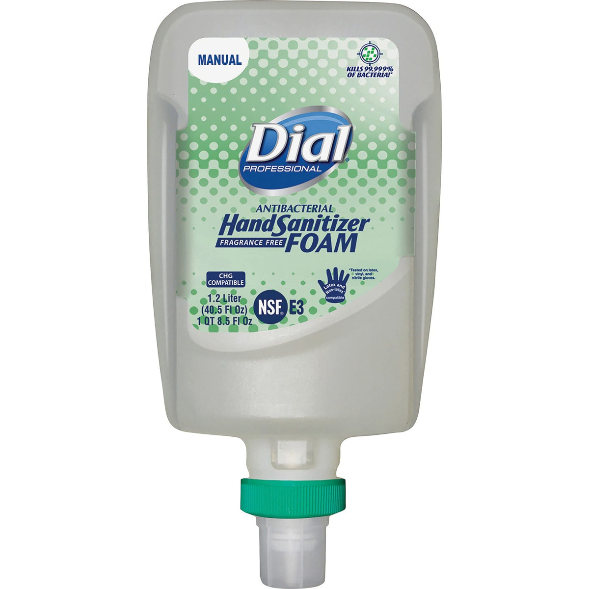 Dial Fit manual dispenser close-up shows compact design and high capacity
