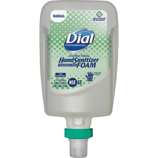 Dial Fit manual dispenser close-up shows compact design and high capacity