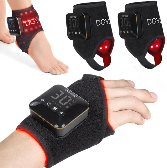 Dialudon cordless red light therapy ankle wrap close-up showing secure fit for daily use.