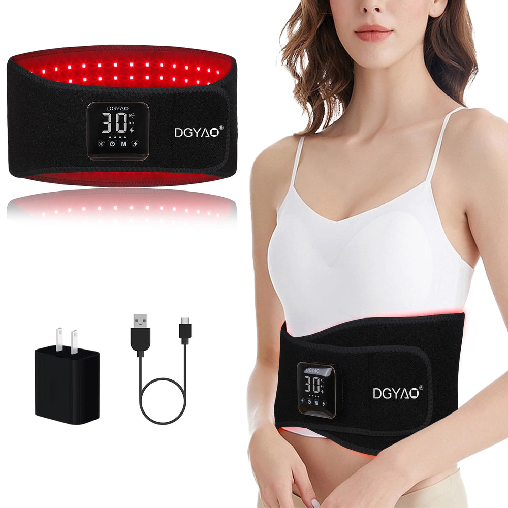 Dialudon cordless red light therapy belt front view for targeted back relief