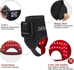 Dialudon cordless red light therapy wrist wrap close-up for convenient at-home relief.