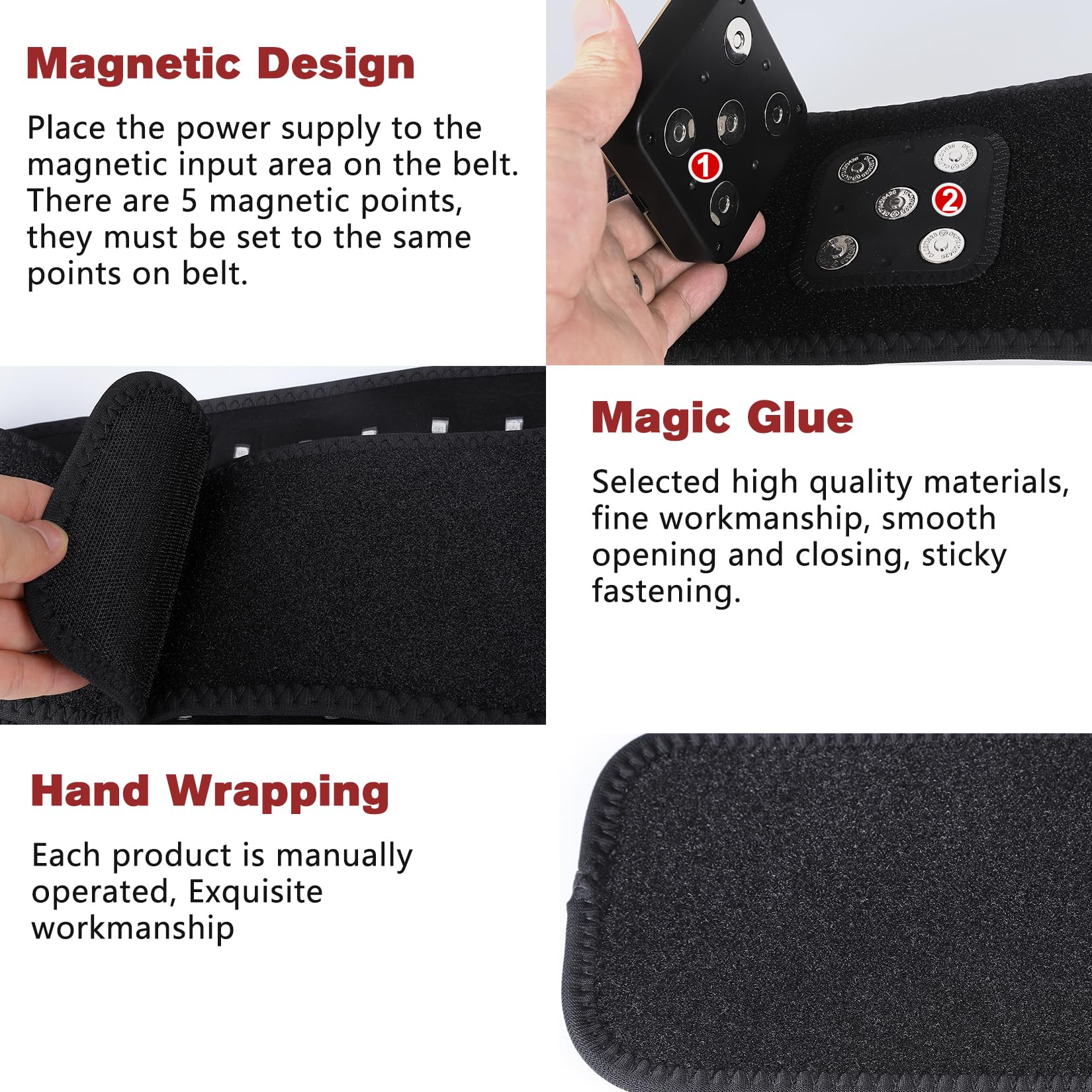 Dialudon belt magnetic battery connection enables easy setup