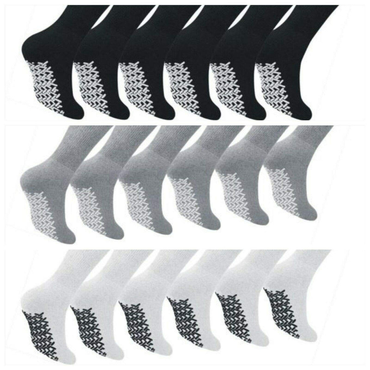 Diamond Star anti skid socks pack shot in white with grip for safer steps