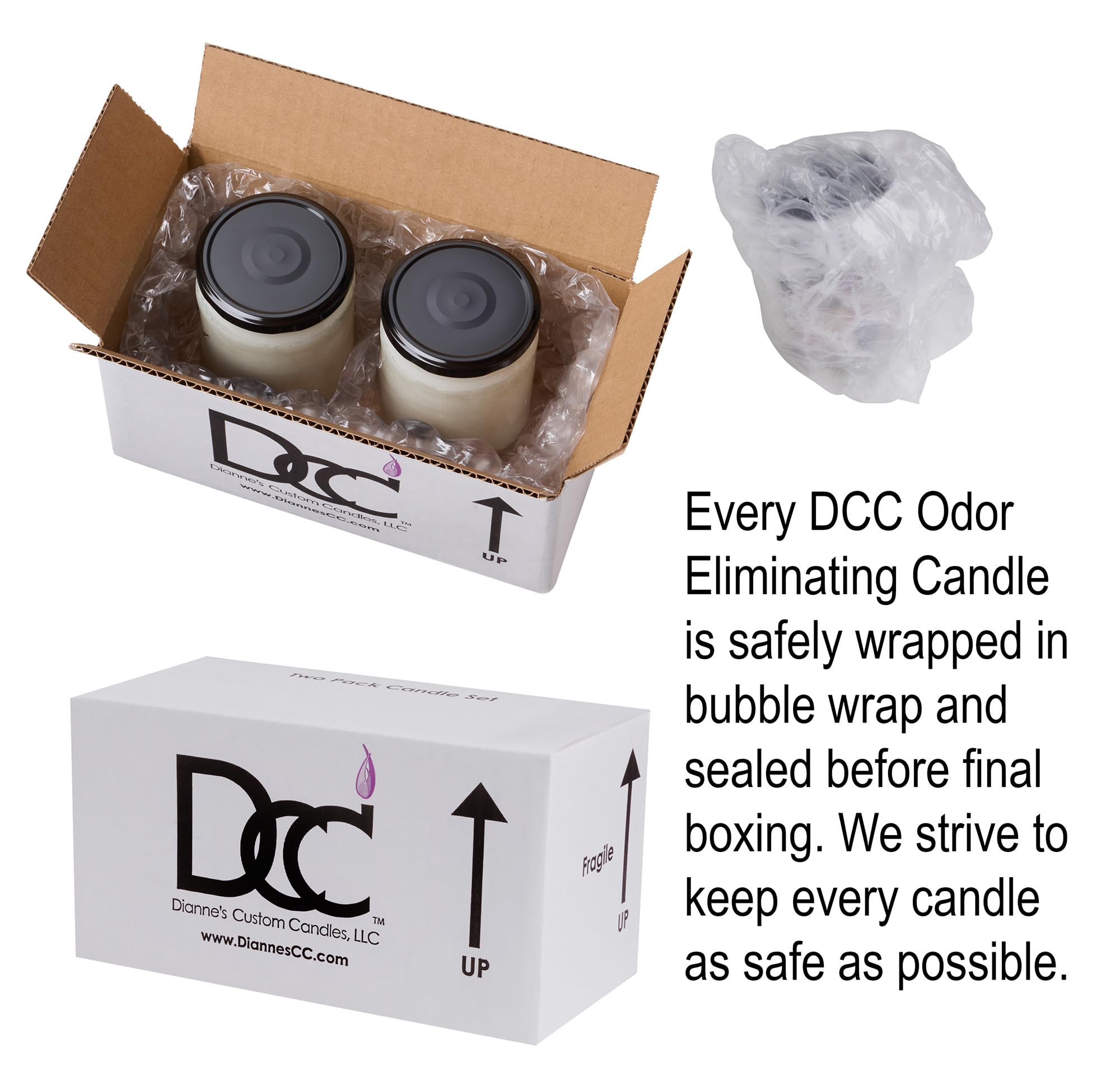 Dianne's Custom Candles offers up to 80 hours burn time per candle.