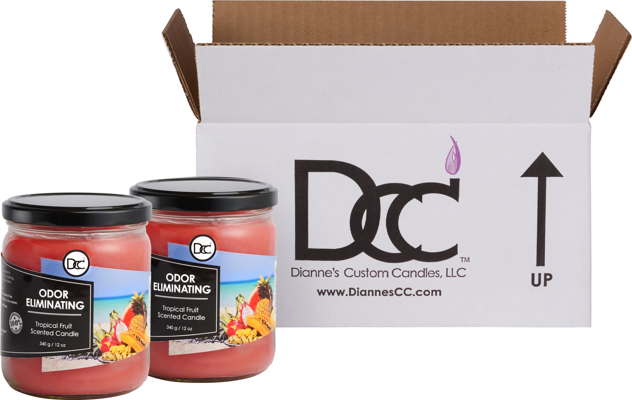 Close-up of Dianne's Custom Candles two-pack candle showing rich wax blend and strong fragrance.