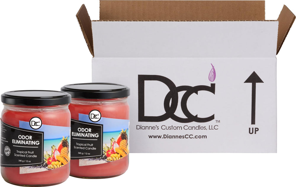 Close-up of Dianne's Custom Candles two-pack candle showing rich wax blend and strong fragrance.