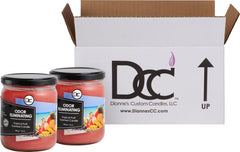 Close-up of Dianne's Custom Candles two-pack candle showing rich wax blend and strong fragrance.