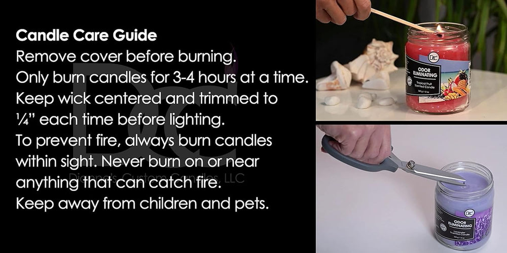 Dianne's Custom Candles odor-eliminating technology reduces smells in living spaces.