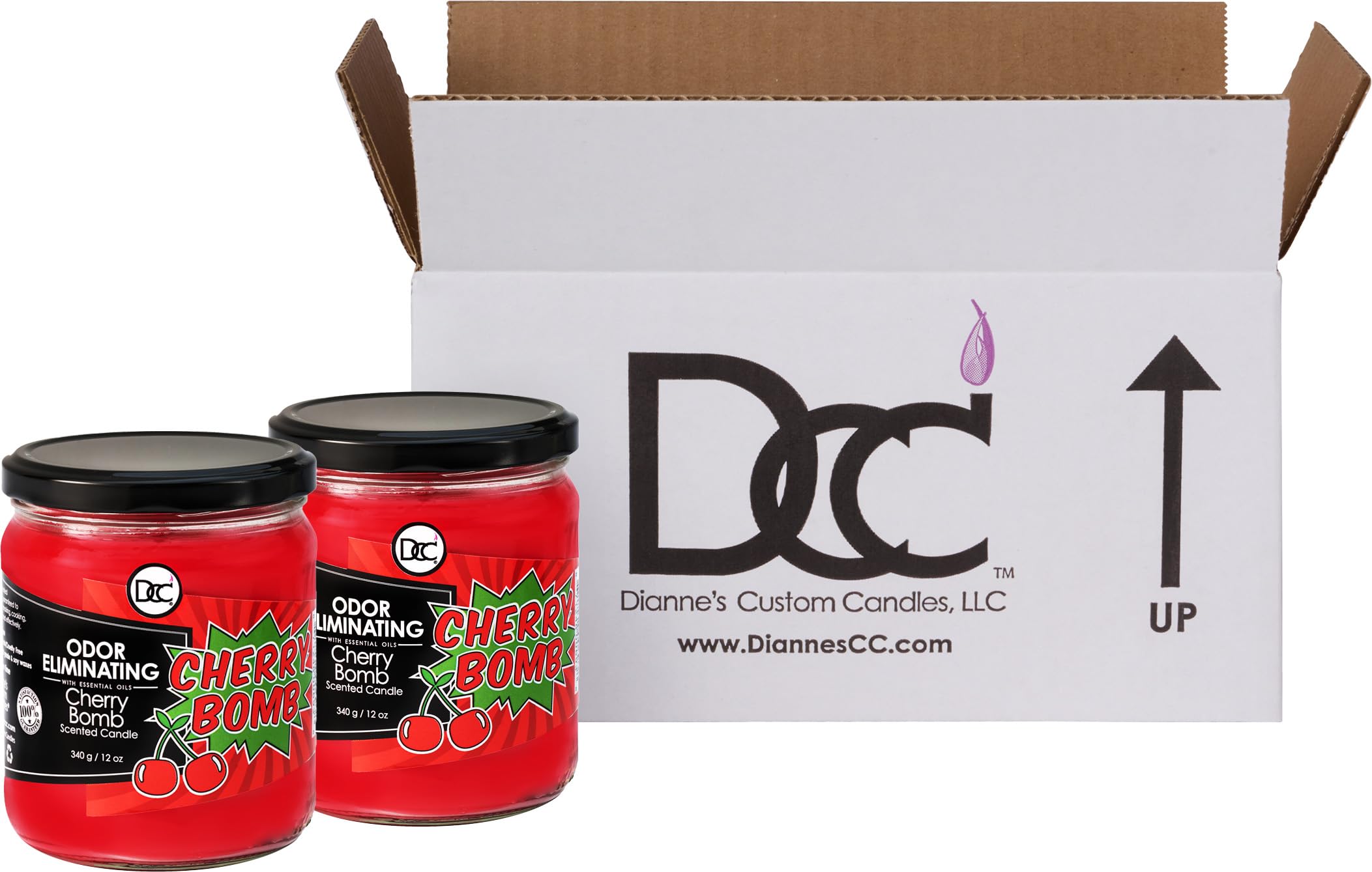 12oz Cherry Bomb candle with long burn and rich aroma.