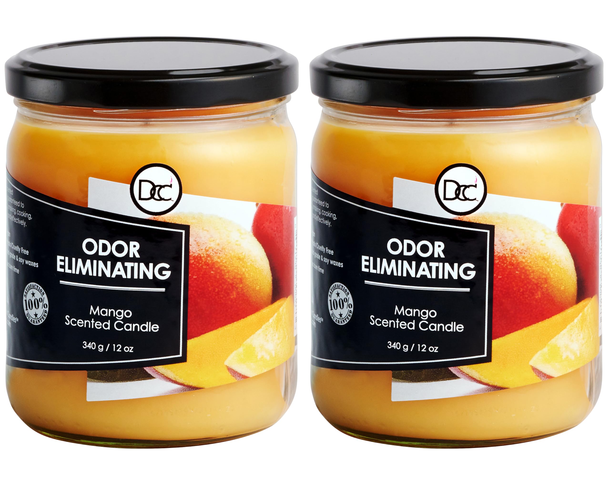 Dianne's Mango Two Pack odor-eliminating candle packfront showcases mango aroma for quick odor reduction.