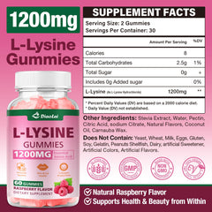 DIAOLAI L-Lysine gummies raspberry flavor close-up promoting a tasty daily routine